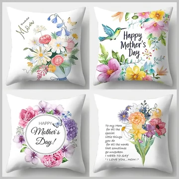 Súprava dekoračných obliečok na vankúše pre Deň matiek – 4 ks, 45 x 45 cm, DM1195322