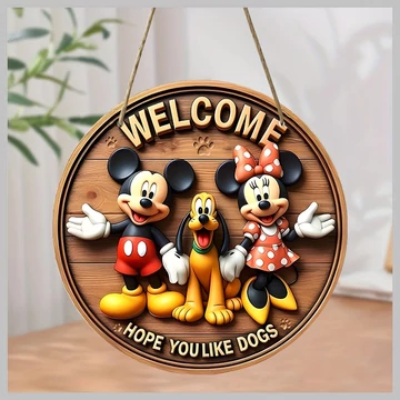 Disney drevená nástenná dekorácia „Welcome” 20 cm – Mickey BC945659