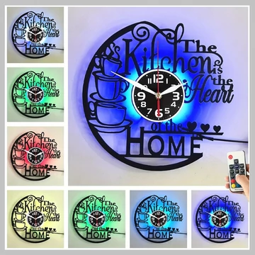 Vintage nástenné hodiny s 7 farbami LED osvetlením 29 cm ML399074