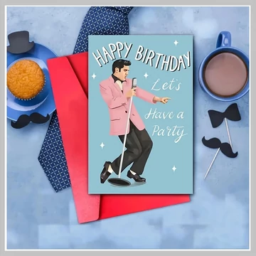 Elvis narodeninová pohľadnica s červenou obálkou PM689610