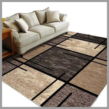 Zamatový koberec 160 × 230 cm, béžovo-hnedý károvaný vzor LY1145443-c