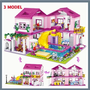 FQ158089 Detská stavebnica pre dievčatá - 1018 ks, 3 v 1