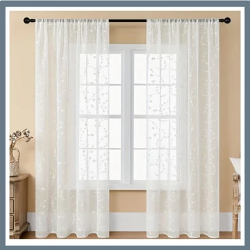 Vyšívaná biela záclona z gázy – 2 ks VX56455