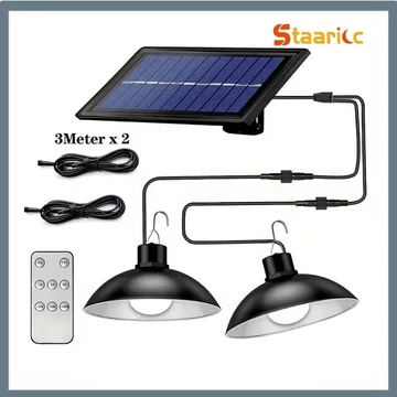 STAARICC solárna závesná lampa s diaľkovým ovládaním – 2 LED žiarovky, na vnútorné a vonkajšie použitie BH30988