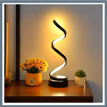 Modern Geometrický Spirálový Stolný Lampa – 29,5 × 10 cm, Čierna, ER314042B