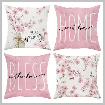 4 ks jarných dekoračných obliečok na vankúše 45 × 45 cm so zipsom PN1173418-2