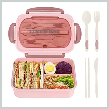 Ružová obedová dóza s príborom HP718754-r