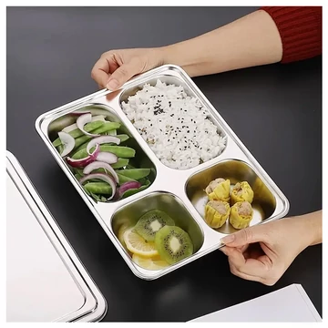 Nerezový podnos na jedlo – 4-dielny QP95870-4