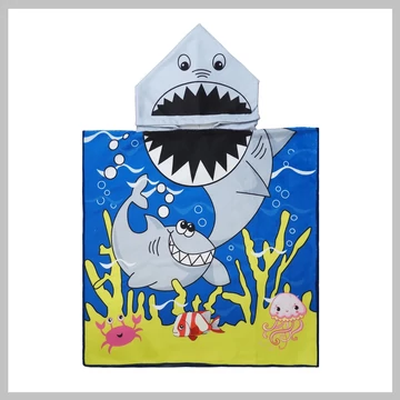 Detský plážový uterák s kapucňou – motív žraloka PEL01WZ3