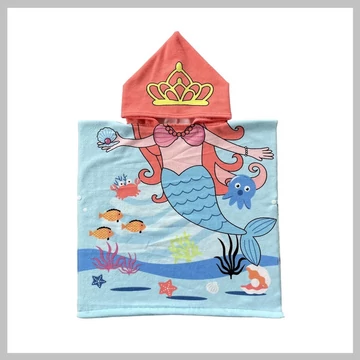 Detský plážový uterák s kapucňou – modrá morská panna PEL01WZ4