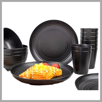 16-dielna nerozbitná jedálenská súprava, čierna AT732359