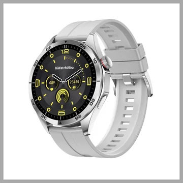 Laxasfit GT4 Pro strieborné smart hodinky – so sivým silikónovým remienkom, s maďarským menu holm0539