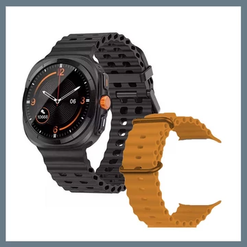 A25 Ultra Smartwatch čierny ciferník - oranžový,čierny silikónový remienok holm0636