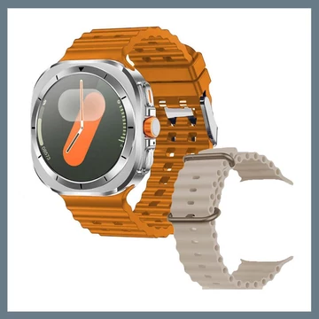 A25 ULTRA Smartwatch strieborný ciferník - béžový,oranžový so silikónovým remienkom holm0637