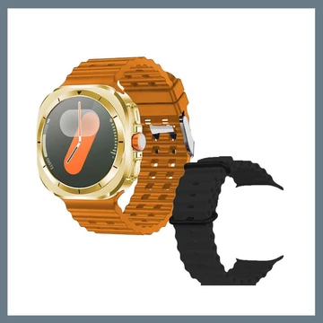 A25 ULTRA Smartwatch so zlatým ciferníkom - oranžové,čierny silikónový remienok holm0638
