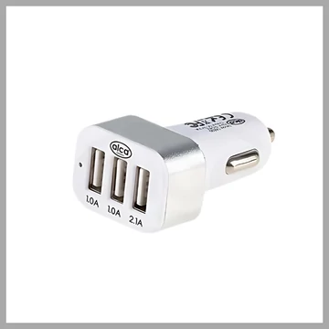 Alca | USB rozdvojka do zapaľovača | 3 porty | biela | strieborná 510520