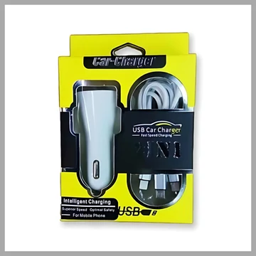 Auto zapaľovač s USB nabíjačkou | 2 x USB | 3 typy káblov: micro; type c a iPhone | biela SLH4304