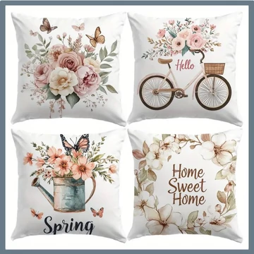 Súprava 4 kusov vankúšových obalov s jarným motívom – 45,72 x 45,72 cm BD1174184