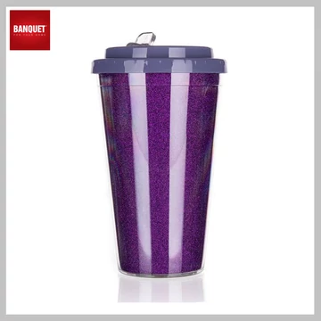 BANQUET Dvojstenný cestovný pohár GLITTERS 500 ml, fialový 48788647