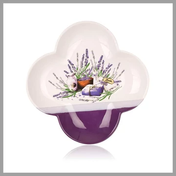 BANQUET Servírovacia misa v tvare štvorlístka, s levanduľovým motívom, 26 cm 60SM02L