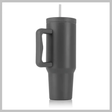 GOURMETMAXX Termo hrnček s vrchnákom a slamkou 1,2 l, sivý DS15042-L