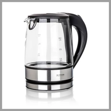 ACTIVER sklenená rýchlovarná kanvica, 1,2 l, 1370–1630 W, otočná o 360° 14012317