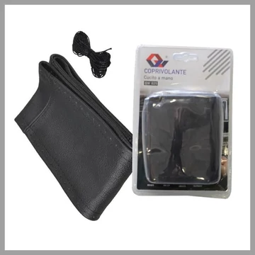 Poťah na volant | koža | šnurovací | čierny | 38 cm KV-K1011