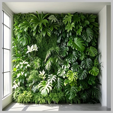 Dekoračný panel s umelými džungľovými rastlinami – palma a monstera 40 × 60 cm AJ1686205