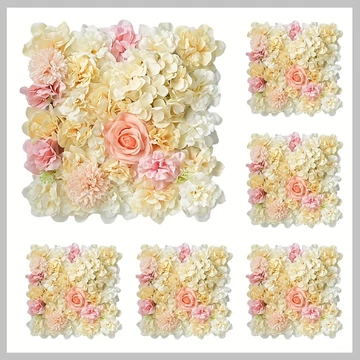 Dekoračný panel s umelými kvetmi 6 ks žltý BH135643-2