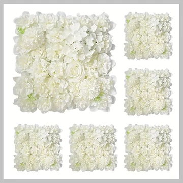 Dekoračný panel s umelými kvetmi 6 ks biely BH135643-3