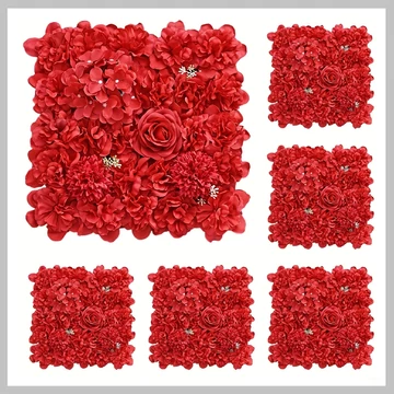 Dekoračný panel s umelými kvetmi 6 ks červený BH135643-4