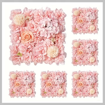 Dekoračný panel s umelými kvetmi, 6 ks, ružový BH135643