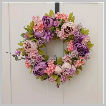 Jarný kvetinový veniec – Umelé ruže a levanduľový venček HR1275783