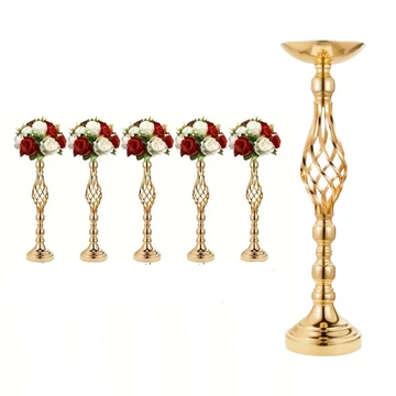 5 ks dekoračných kovových svietnikov v zlatej farbe – 53 cm JK1215466-5