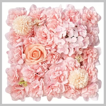 Dekoračný panel z umelých kvetov – 4 ks 38 x 38 cm, s ružami a hortenziami CL777661