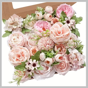 Elegantná kytica z umelých kvetov v krabičke – 27 x 25 cm QP123127