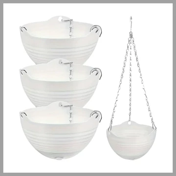 Závesná súprava na kvetináče – 4 ks, biela – CH173469