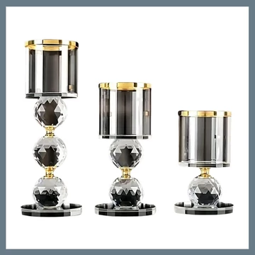 Súprava 3 kusov krištáľových svietnikov – Zlaté prevedenie CG310721-2