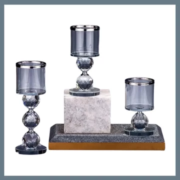 Súprava 3 kusov krištáľových svietnikov – Strieborné prevedenie CG310721