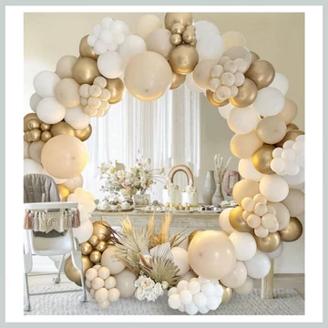 Sada balónových dekorácií - 125 kusov, zlatá a biela 33069285