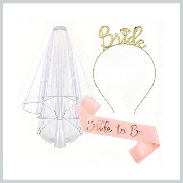 Sada na svadobnú oslavu - závoj + čelenka + stuha 47219830r