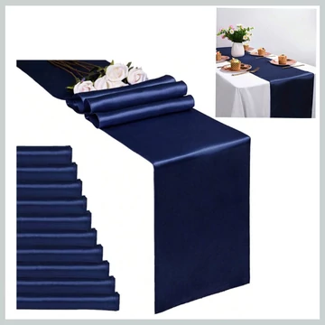 Súprava saténových behúňov na stôl - námornícka modrá, 10 kusov 53715818