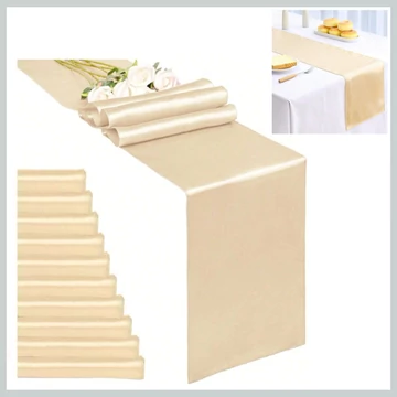 Súprava saténových behúňov na stôl - šampanské 10 kusov 53715818a