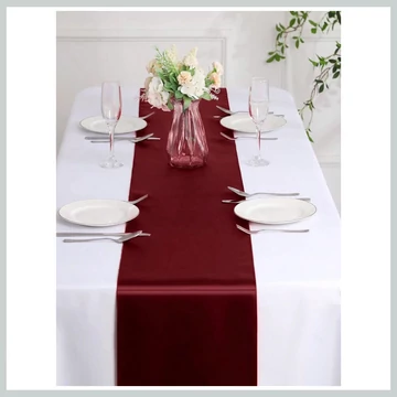 Súprava saténových behúňov na stôl - bordová 10 kusov 53715818p