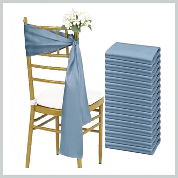 Súprava mašlí na sukňu stoličky - modrý satén, balenie 10 ks 56079285k