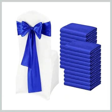 Súprava mašlí na sukňu na stoličku - kráľovská modrá saténová, balenie 10 ks 56079285kk