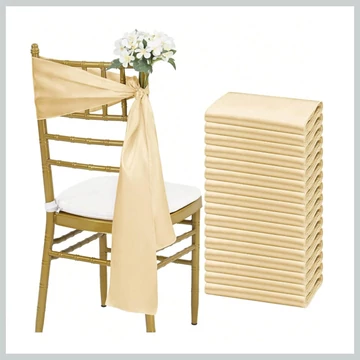 Súprava mašlí na sukne stoličiek - saténová farba šampanského, balenie po 10 ks 56079285p