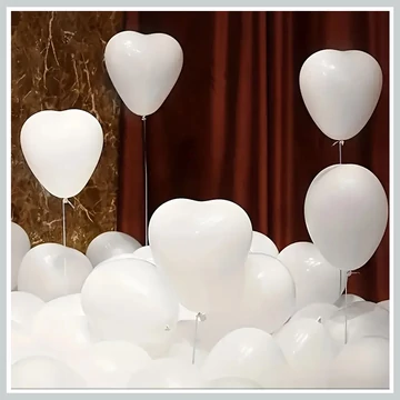 30ks bielych balónov v tvare srdca FC246113