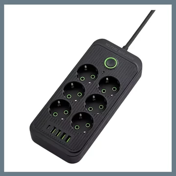 Predlžovací kábel so 6 zásuvkami, 3 USB + 1 Type-C portom, 1,2 m kábel, čierny F018U-BLACK