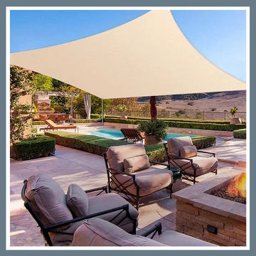 Štvorcová slnečná plachta 3×3 m, béžová 85512
